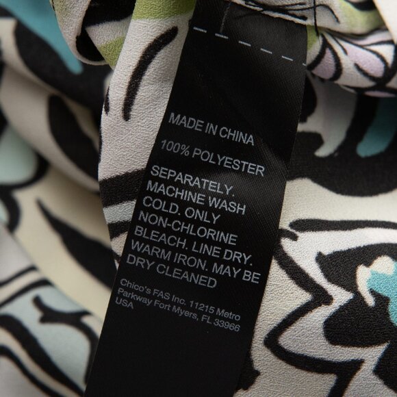 Chico's Black Label Easy Jacket Paisley Multicolor Blue White Black Green Size 8 - Picture 6 of 7